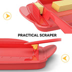Butter Dishes with Lid for Countertop Refrigerator, Plastic Butter Dish Clear Flip Top Lid Butter Container with Spreader, Non-Slip Bottom Butter Holder Keeper (Red)