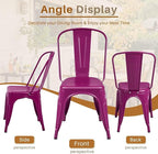 Furmax Metal Dining Chair Indoor Outdoor Use Stackable Classic Trattoria Chair Chic Dining Bistro Cafe Side Metal Chairs Set of 4