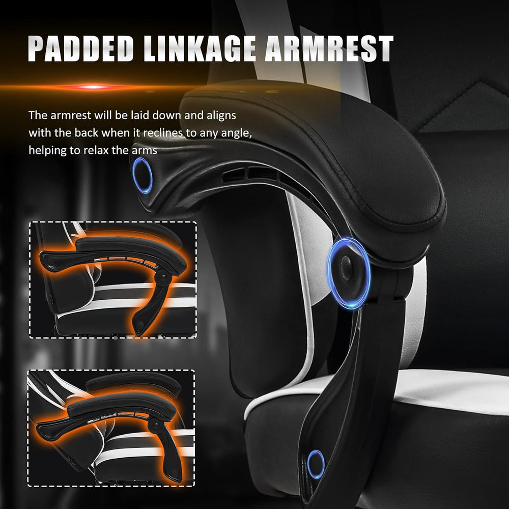 Gaming Chair with Footrest, Reclining Video Game Chairs for Adults with Lumba...