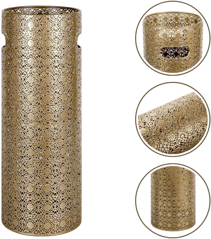 Concepts 21 inch Heavy Duty Metal Umbrella Stand - Durable Storage Holder for Umbrellas - Indoor and Outdoor Use - Stylish and Modern Organizer for Entryways. (Gold Lace)