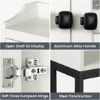 Over The Toilet Storage Cabinet, Above Toilet Bathroom Storage Cabinet with Double Doors and Soft Hinges Over Toilet Storage Shelf Over Toilet Bathroom Organizer (Cream White)