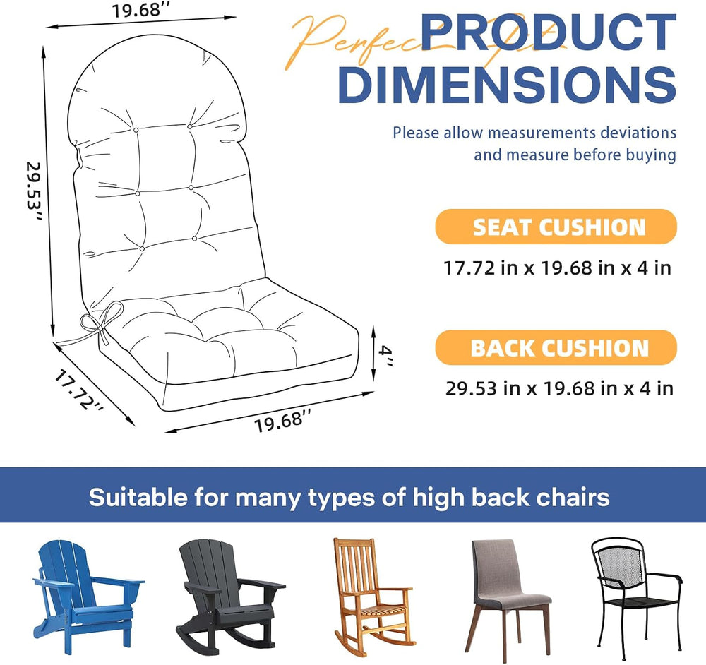 Rocking Chair Cushion Set of 2 Printing for Outdoor Indoor Furniture