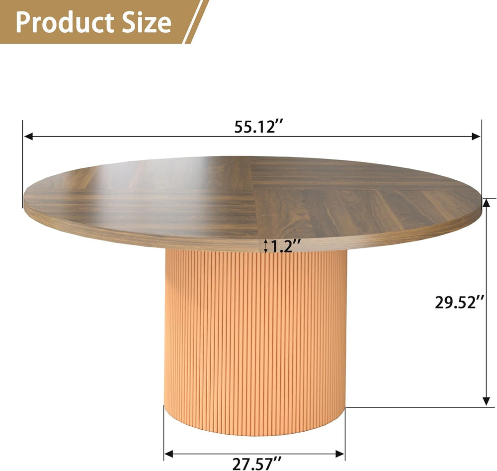 55 inch Round Dining Table for 4-6 People, Modern Farmhouse Dining Kitchen Ta...