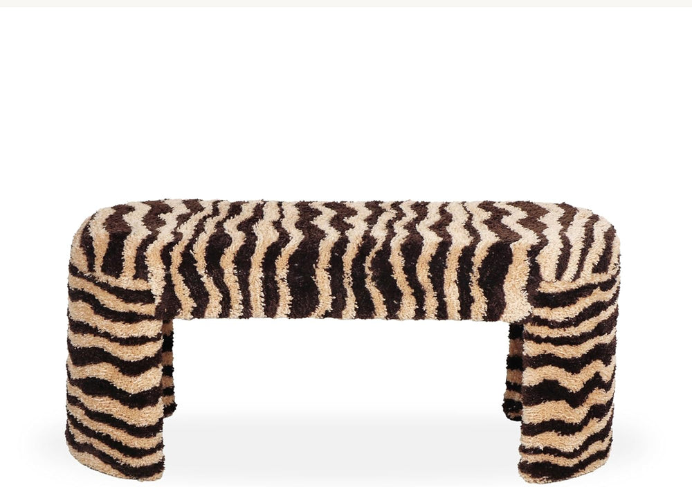 Tov Furniture Zebra Brown Striped Tufted Bench