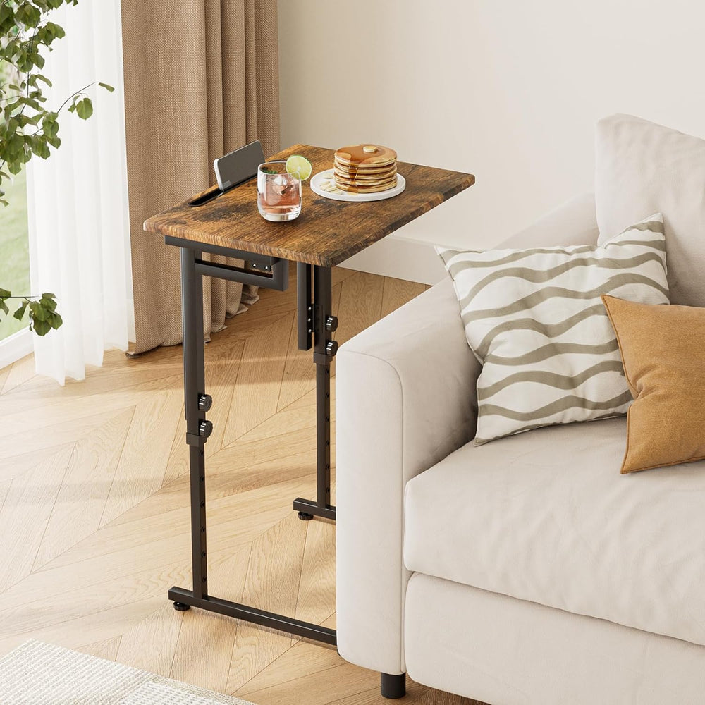 Adjustable Folding TV Tray Table,TV Dinner Small Foldable C-Shaped End Table ...