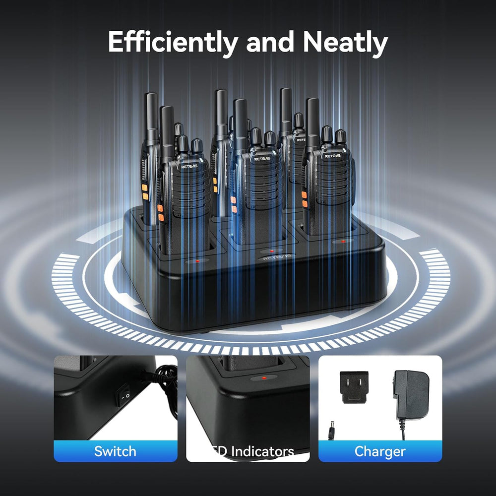Retevis H-777 Walkie Talkies with 6 Way Charger, Flashlight, USB-C 6 Pack