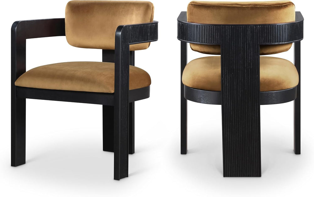 Meridian Furniture Sacha Velvet/Rubberwood Dining Chair, Saddle, Set of 2