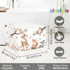 Clasty Animal Flower Kid Storage Basket Foldable Laundry Hamper, 36L Fox | Rectangle Clothes Book Gift Toy Organizer Bin, Playroom Bedroom Bathroom, Deer Raccoon, Girl Woodland Nursery Decor Basket