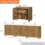 WAMPAT TV Stand Cabinets for 85+ Inches TVs, 3-in-1 Wood Entertainment Center with Doors and 9 Compartments, 106" Modern Media Console Table with Storage for Living Room Bedroom, Oak Brown