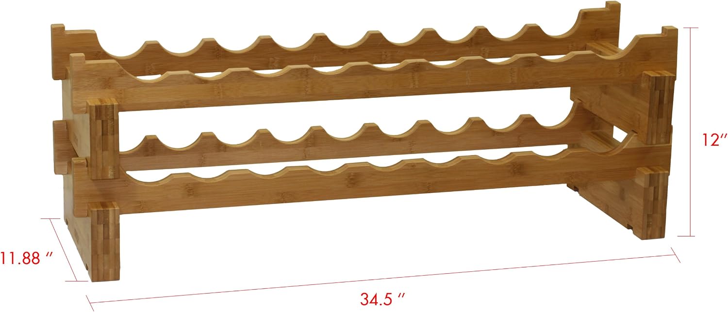 Oceanstar 18-Bottle Stackable Bamboo Wine Rack