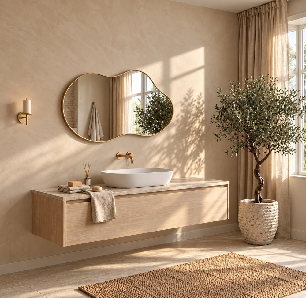Irregular Wall Mirror 24×40 Inch Wall Mirrors Decorative Gold Modern Asymmetr...