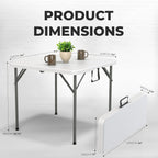 Our Modern Space 34" Square Foldable Table with Built in Handle & Steel Legs | Heavy Duty Portable | Perfect for Party, Dining, Wedding, Events, Picnic Indoor, Outdoor, Camping, Utility, Temporary