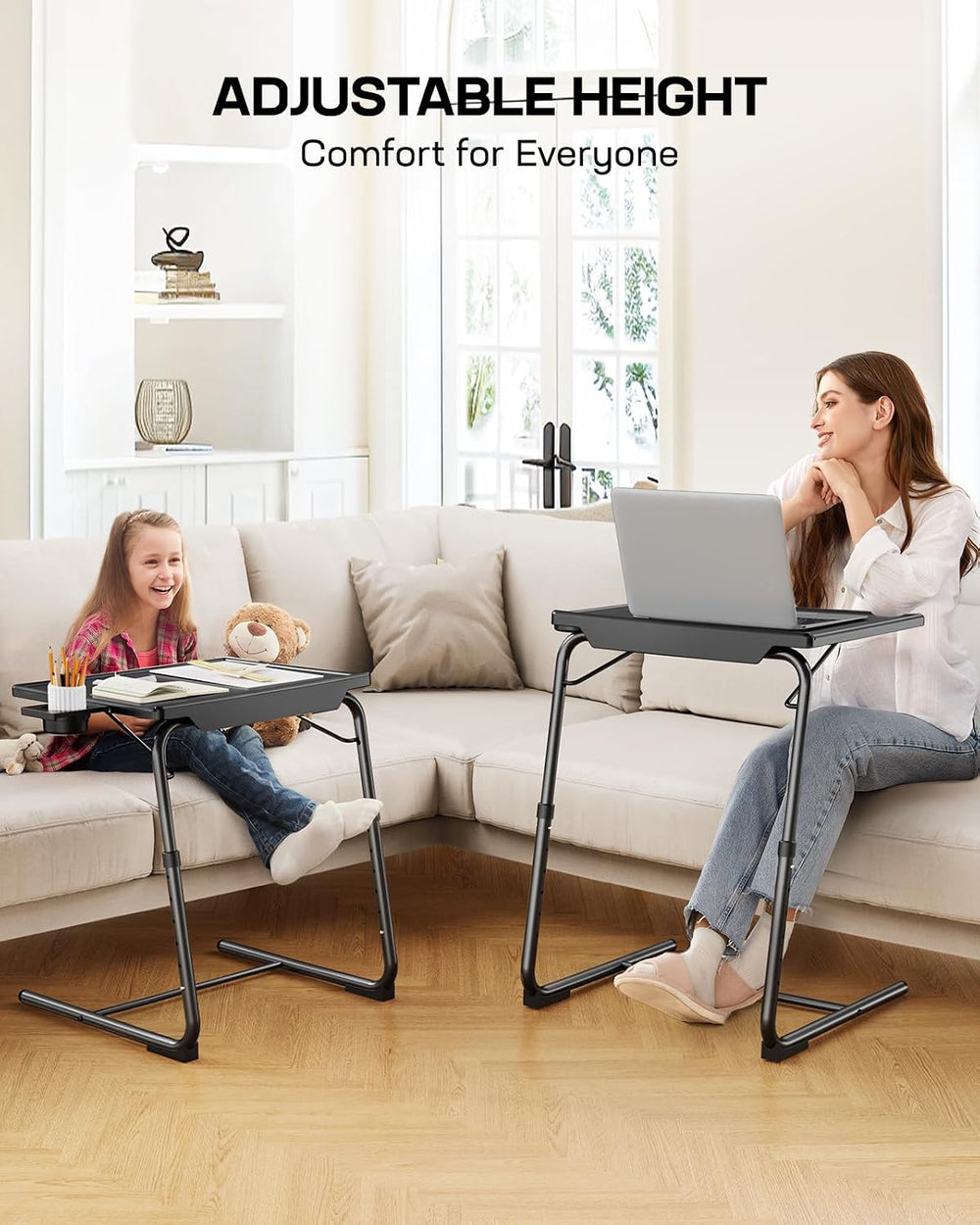 LORYERGO TV Tray - TV Table for Eating, Folding Table Trays with 6 Height &am...
