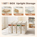 4Pack Linen Sheet Organizers and Storage - King/Queen Size Sheet Storage Organizer with Window, Foldable & Dustproof Sheet Organizer for Linen Closet for Summer Blankets & Sheet Sets,Off-white