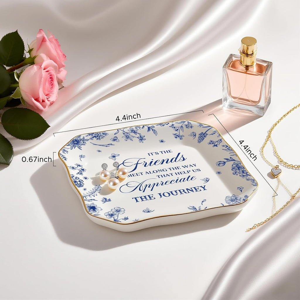 Friendship Gifts for Women,Best Friend Birthday Gifts For Women,Jewelry Tray,Birthday Gift for Womens Friendship,4x4 Small Jewelry Dish Trinket Dish,Unique Gift For Friends Coworkers