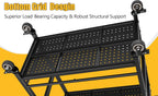 300LBS Heavy Duty Service Utility Cart on Wheels, Metal Rolling Utility Cart with Fences, 2-Tier Service Carts for Garage Garden Warehouse Tool House, Black, 360° Swivel, Ergonomic Handle, Sturdy