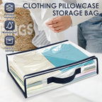 12 Pack Clear Storage Bags with Zipper 12L Blanket Storage Bag Waterproof Dustproof Bedding Storage Organizer Foldable Clothes Containers with Handle for Comforter Sweater Sheet 15.7x11.8x3.9 Inch