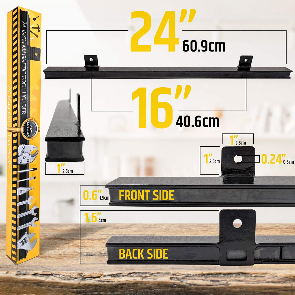 24" Heavy-Duty Magnetic Tool Holder (Upgraded Version) - Extremely Powerful Magnetic Pull Force to Hold Heavy Tools - Professional Space-Saving Magnetic Bar - Tool Organizer Rack/Strip