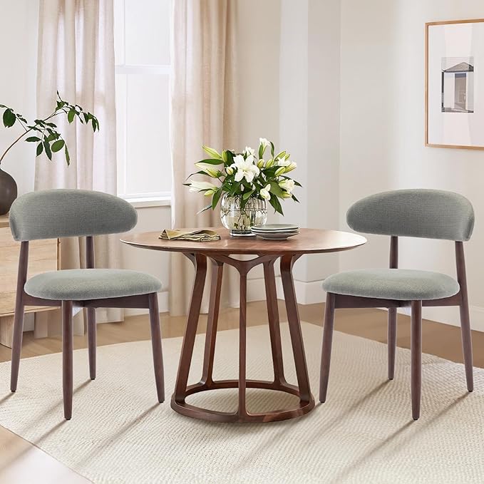 COLAMY Wooden Dining Room Chairs Set of 2, Modern Upholstered Fabric Dining C...
