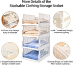 Pull-out Plastic Storage Basket,Stackable Closet Organizers Drawer Anti-Tipping, Reinforced Stable Shelf Container for Bathroom Laundry Room Storage, Space-Saving Clothes Storage (White, 4L)
