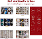 BOOVO Jewelry Box with Necklace Hanger – 6 layer Jewelry Organizer for Women with 5 Drawers, Large Jewelry Storage Boxes –Jewelry Organizers and Storage for Earrings, Necklaces (White, 6 layer)