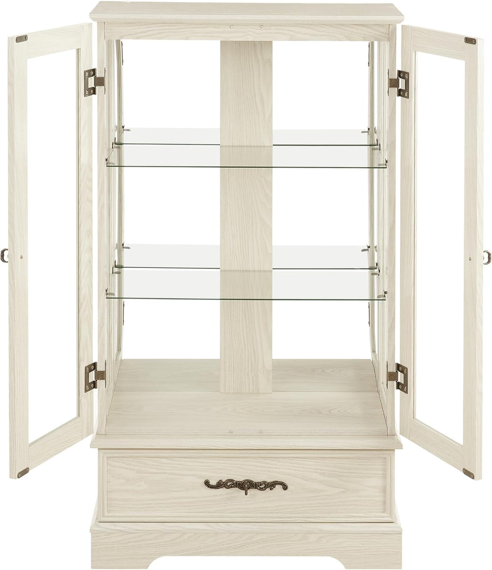 47" H Lighted Curio Cabinet Display Case, Glass Case with Adjustable She...