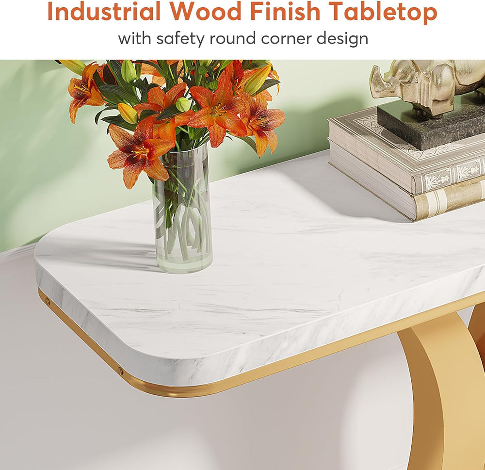 Tribesigns Modern Gold Console Table, 40 inch Narrow Entryway Foyer Table wit...