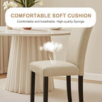 VECELO Upholstered Dining Chairs Set of 2, Modern Fabric and Solid Wood Legs & High Back for Kitchen/Living Room- Beige