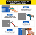 Metal Pegboard Panels 24" x 12" 4 Pack Heavy Duty Steel Pegboard Wall Organizer, Garage Utility Tools Pegboard Storage System for Workbench, Shop, Shed Modular Peg Board Organizer Board Kit (Blue)