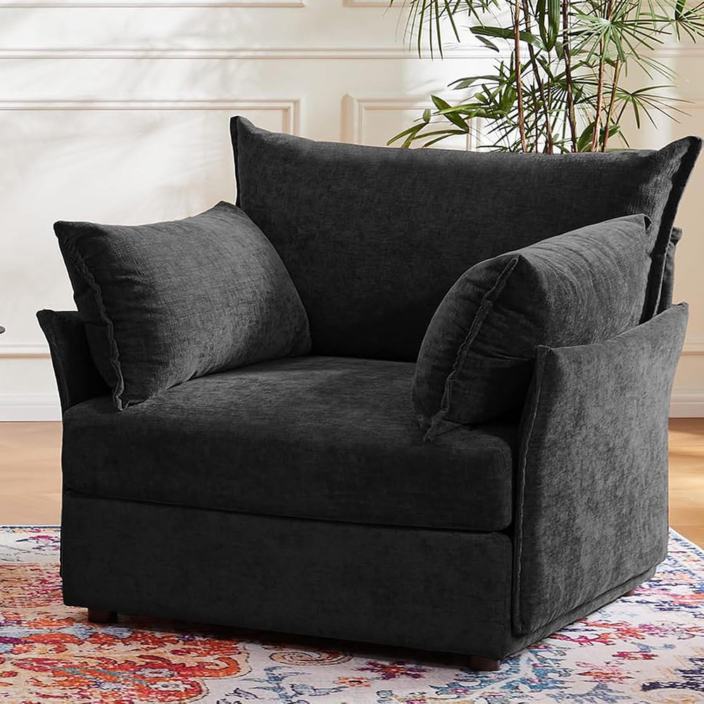 ABCASA Oversized Chenille Accent Chair,Washable Cover and Deep Seat,Black | E...
