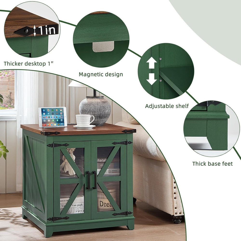 Joaxswe Farmhouse End Table with Charging Station, 24" Large Sofa Side T...
