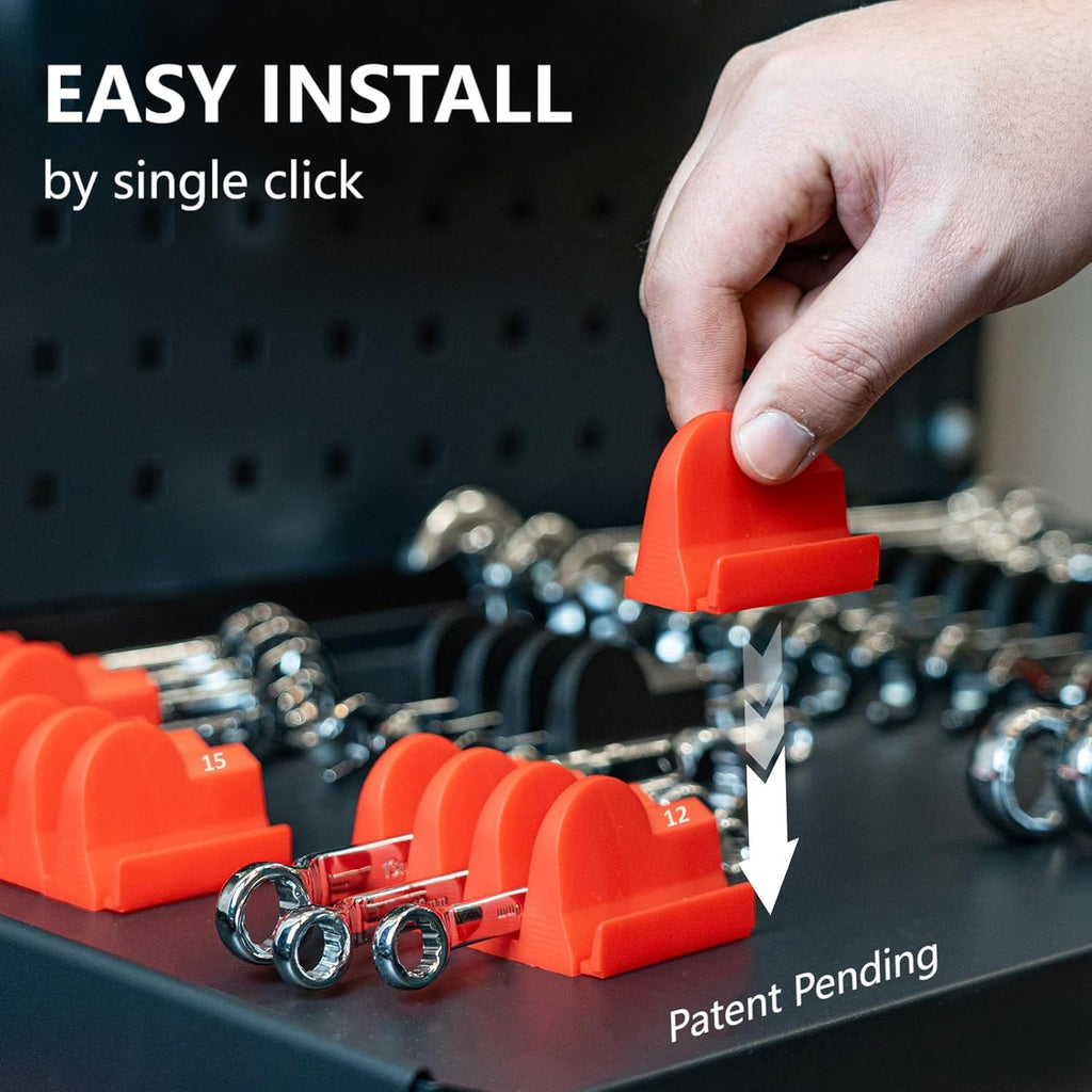 80 pcs Modular Wrench Organizers for Tool Drawers - Wrench Rack with Metric & SAE Labels, Perfect Tool Storage Holder. Gift for father, brother and boyfriend (Without magnet)
