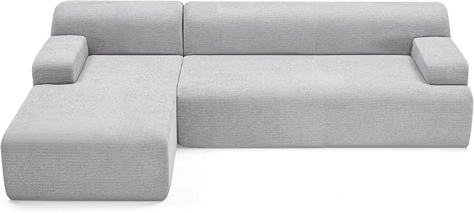 107" Modular Sectional Cloud Couch, Boneless couches Sponge sectionals for Living Room, High Density Sponges Sofa, Modular L-Shape with Chaise, Lightgrey