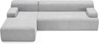 107" Modular Sectional Cloud Couch, Boneless couches Sponge sectionals for Living Room, High Density Sponges Sofa, Modular L-Shape with Chaise, Lightgrey
