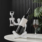 XINXUAN Abstract Wine Bottle Holder Home Decor, Resin Hollow-Out Design Decorative Wine Rack (White)