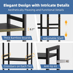 HITNET 5 Tier Narrow Bookshelf, Bamboo Bookcase, Slim Tall Storage Rack Free Standing Shelving Unit with Adjustable Shelves for Living Room Bedroom Bathroom, Black