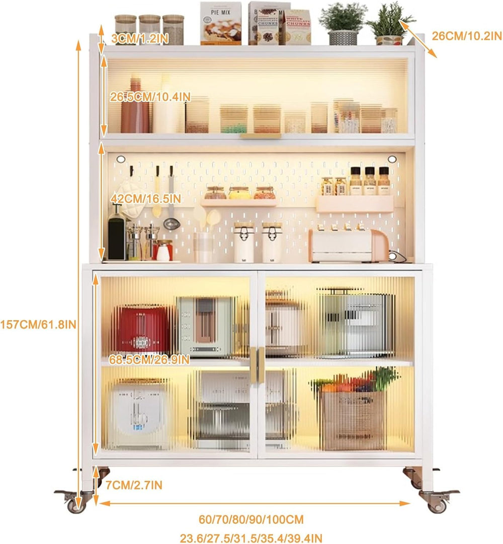Kitchen Storage Cabinet, Microwave Stand with Flip-up Doors, Kitchen Pantry S...