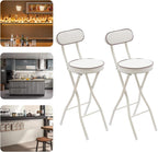 2PCS Folding Bar Stool with Backrest, Tall Foldable Stool Seat Padded Portable Stools Counter Height Foldable Stools Chairs Collapsible Stool for Adults Kitchen Island Cafe Dining Room