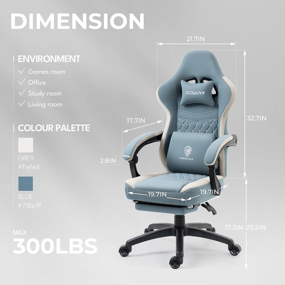 Dowinx Gaming Chair Breathable Fabric Game Chair with Gel Pad and Storage Bag...