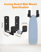 Ironing Board Wall Mount, Stainless Steel Ironing Board Hanger for Laundry Room, Adjustable Distance Holder Hook Wall Mount, Black