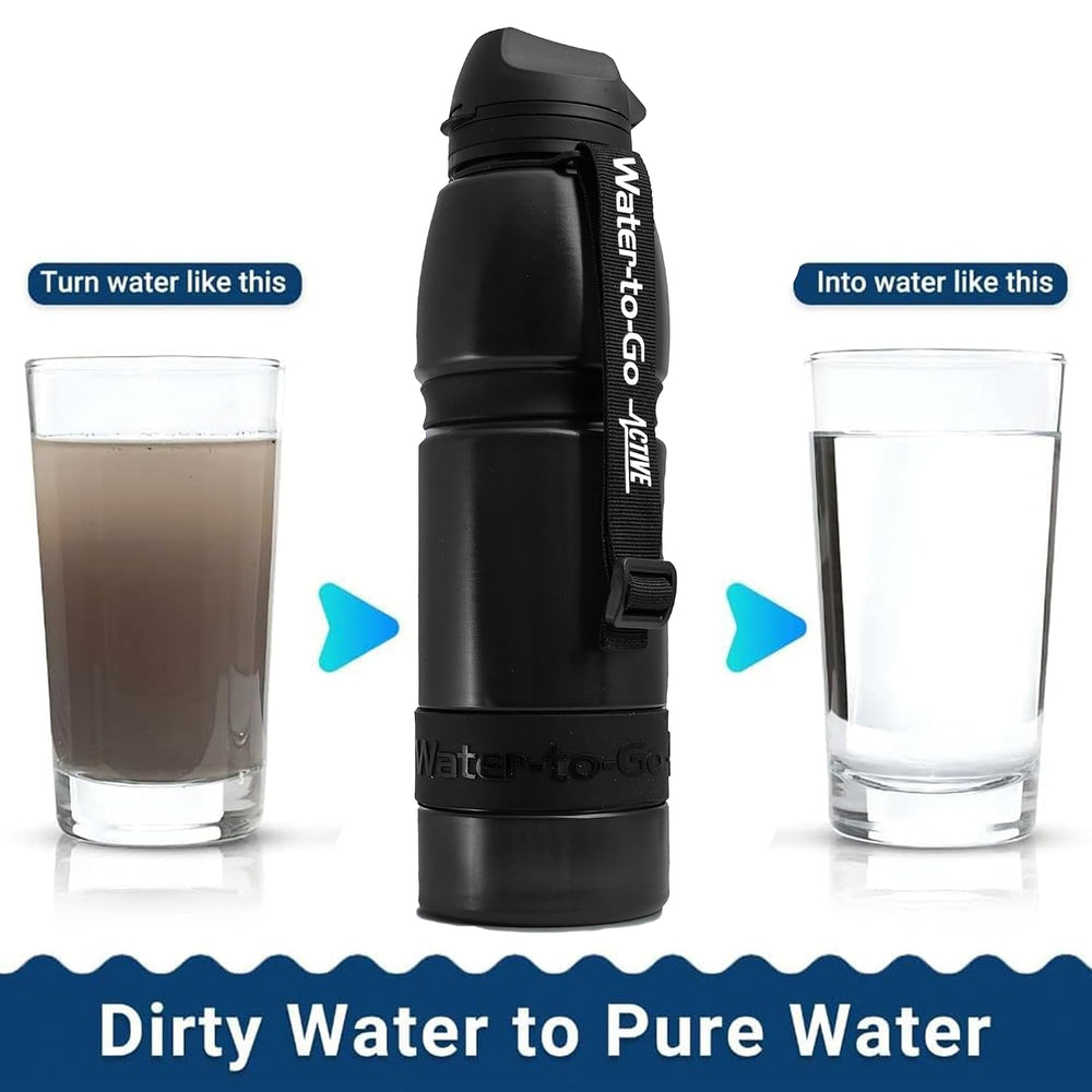 Water-to-Go Water Filter Bottle, 1 Liter, Jet Black