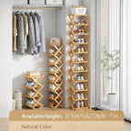 GDSAFS 2-9 Tier Bamboo Shoe Rack, 2026 New Sturdy Foldable Shoe Organizer, High-Capacity No-Assembly Vertical Storage with Anti-Slip Base for Hallway, Bedroom, Corner, Kids' Room (Brown,9 Layers)