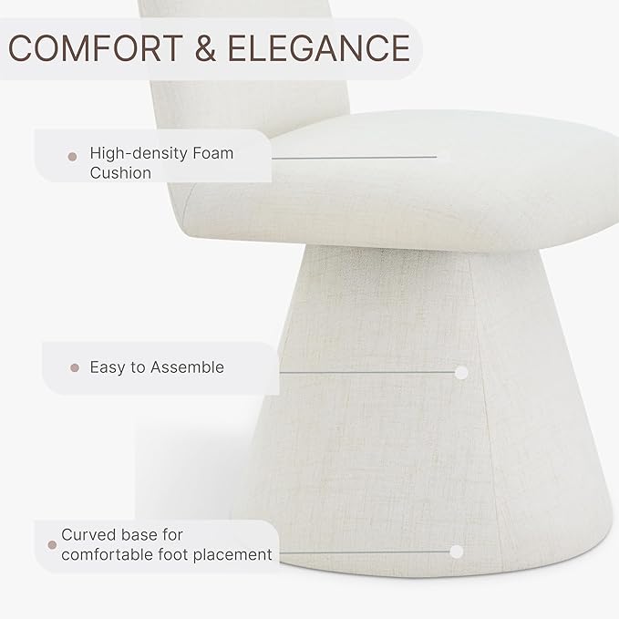 Swivel Dining Chairs Set of 4, Modern Upholstered Dining Chair Mid Century Kitchen Chairs with Wave Shaped High Back, 360 Degree Rotating Vanity Chair for Dining Room, Bedroom, Farmhouse, Beige