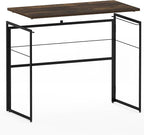 Furinno Riau No Tool/No Assembly/Folding Metal Frame Computer Desk, Rustic Oak/Black, 39 Inch