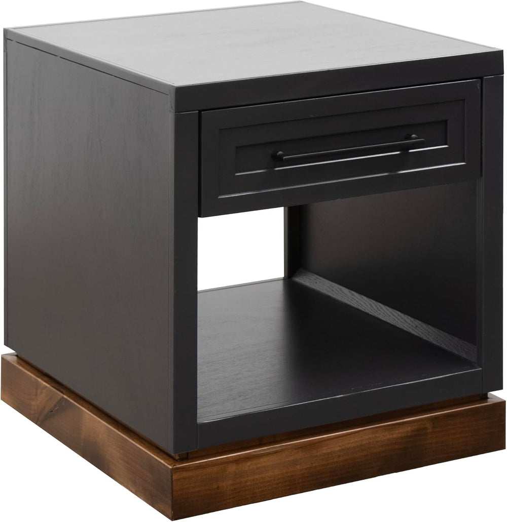 Bridgevine Home Nora Farmhouse Side Table with Drawer & Shelf, 22" E...