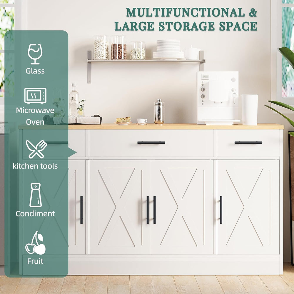 Shintenchi Buffet Cabinet with Storage,53.4" Large Kitchen Storage Cabin...