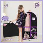 Dance Garment Bags for Dancers, 40" Garment Bags for Hanging Clothes with 3 Clear Zipper Pockets, Cheer Uniform Garment Bag for Suits, Travel & Sports Jersey, Cheer Uniform (Purple, 1Pack 40")