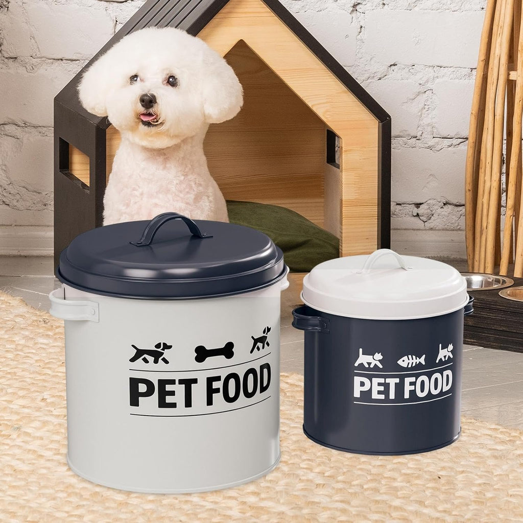 2 Pieces Dog Treat Container Airtight,Lidded Cat Dog Treat Bin, Iron Food Canister Pet Food Storage Container for Kitchen,