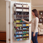 Over the Door Organizer 5 Tiers, Extra Large Behind Door Storage of 10 Compartments, 80 lbs Weight Capacity Over Door Organizer, Door Hanging Organizer for Closet, Diaper Organizer (Brown)