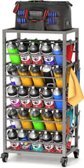 yeshine 50 Can Spray Paint Storage Rack, Metal Aerosol Storage Cart, Rolling Spray Bottle or Lube Holder, Aerosol Can Holder Rack, Paint Bottle Organizer for Garage And Craft Workroom
